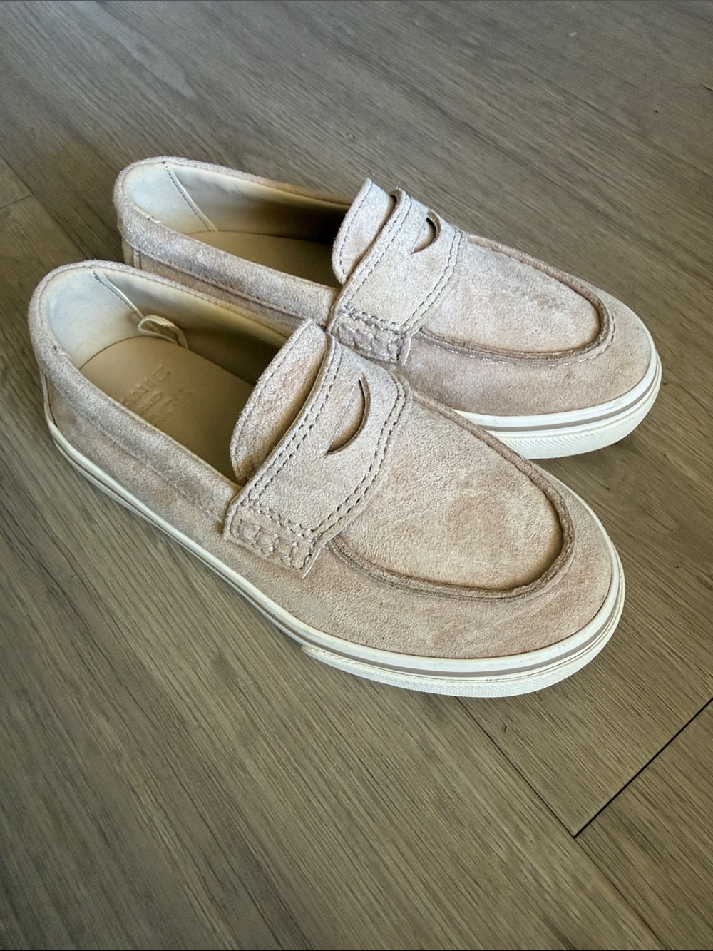 Janie and Jack Kids Suede Penny Loafers in Light Beige